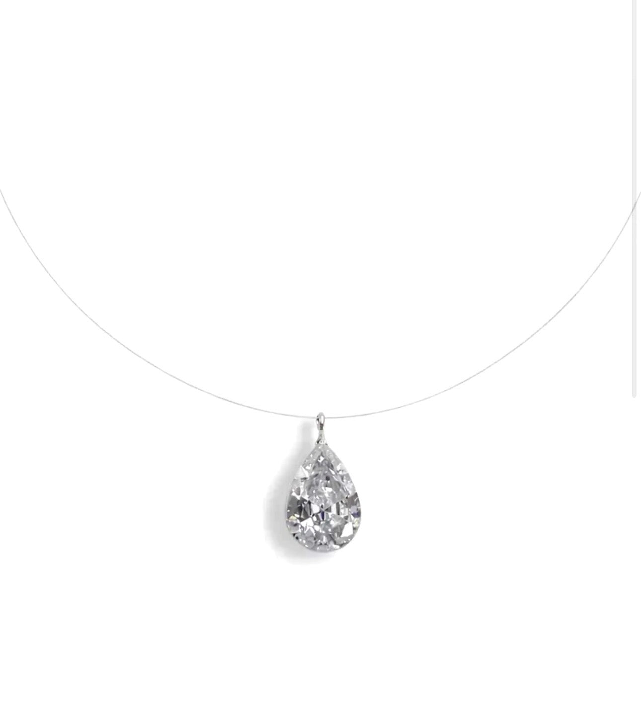 Colar Nylon - Gota em Ponto de Luz em Zircônia