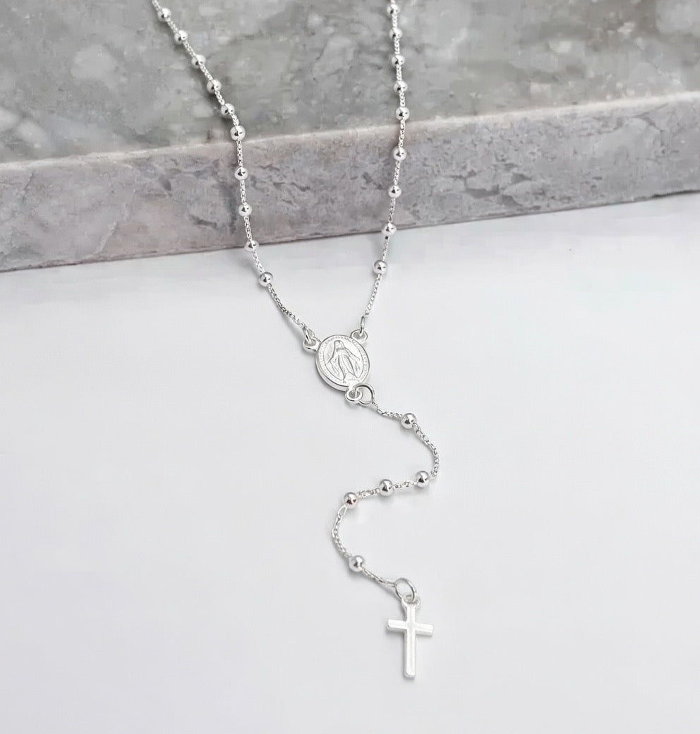 Colar Terço em Prata 925